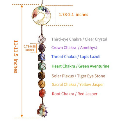 7 Chakras Stones Healing Crystals Tree of Life Wall Hanger Tumbled Gemstones Meditation Hanging Ornament Christmas Tree Memorial Hanging Pendant - color: A-style 2