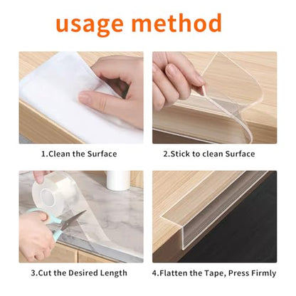 1.18 in x 9.84 FT,Clear Edge Protector Strip Sharp Edge Wrap Cover Tape, Self Adhesive Protective Bumper Guards for Cabinet Door Desk Glass Table Bed Furniture, Kitchen Countertop, Waterproof - size: 1.18in x 9.84FT