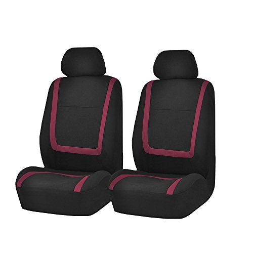 FH Group Car Seat Covers Front Set in Cloth - Car Seat Covers for Low Back Car Seats with Removable Headrest, Universal Fit, Automotive Seat Covers, Car Seat Cover for SUV, Sedan, Van Burgundy - color: Burgundy, size: Front Set