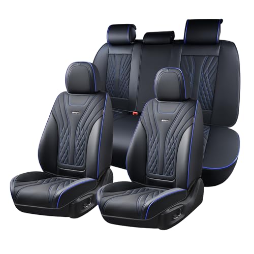 Coverado Car Seat Covers, Car Seat Covers Front Seats, 2-Pack Front Seat Cover, Nappa Leather Waterproof Seat Covers, Car Seat Protectors, Automotive Seat Covers Universal Fit for Most Vehicles - color: BlackBlue, size: FullSet