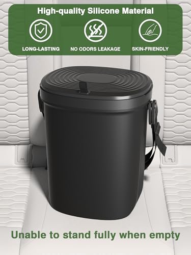 Garoopion Leakproof Car Trash Can, 1.9 Gallon Soft Silicone Hanging Garbage Can with Lid, Easy to Clean Vehicle Trash Bin, Suitable for Sedans, SUVs, MPVs & Trucks