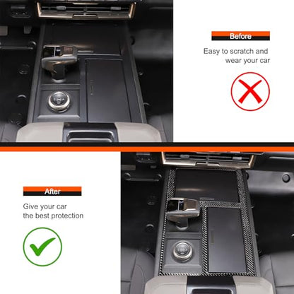 for Hummer EV SUV Truck Accessories Center Console Gear Shift Panel Trim Cover,Soft Carbon Fiber Gear Shift Control Anti-Scratch Panel Decorative Fit for Hummer EV Pickup SUV 2022-2024 2025 (Black) - style: Black
