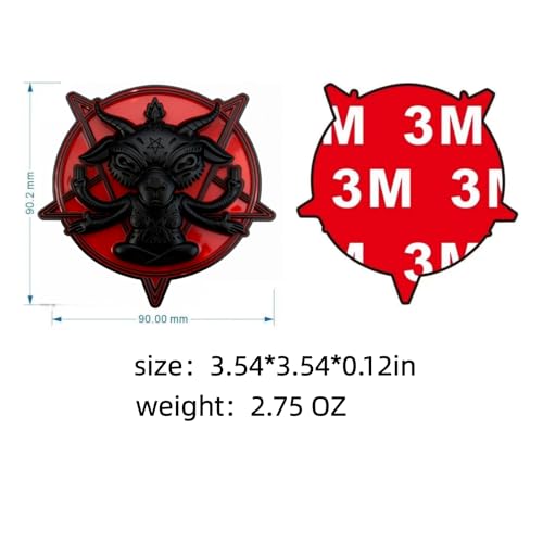 Occult Goat Car Emblem – Metal 3D Black Badge with 3M Adhesive – Mystical Goat Decal for Car, Truck, Motorcycle, Window, Door, or Home Decor (Red and Black) - color: Red and Black