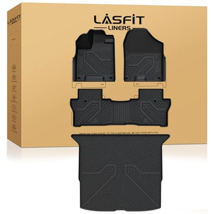 LASFIT Floor Mats & Cargo Mat for Honda Passport 2019-2025, All Weather TPE Custom Fit Car Floor Liner, 1st & 2nd Row & Trunk Mat, Black (EX-L/TrailSport/Elite/Touring/Sport/Black Edition) - style: 3）For Honda Passport | 2019-2025 | Full Set