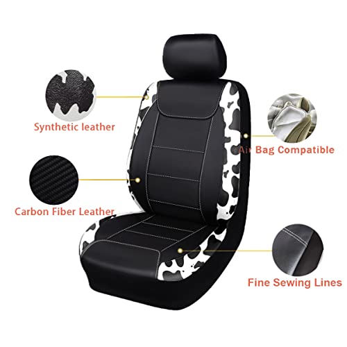 Flying Banner car seat Covers Protects Water Proof Faux Leather Carbon Fiber Fronts Cow Black - color: Cow Black, size: Front Pair -- 2PCS