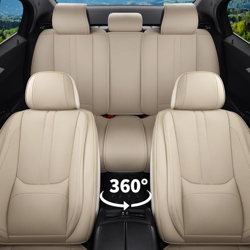 Car Seat Covers Full Set Fit for WRX 2015-2026, Automotive Luxury Faux Leather Seat Covers 5 Seats, Breathable Anti-Slip Seat Protectors with Lumbar Support (Beige,Full Set) - color: Beige, size: Fit for WRX