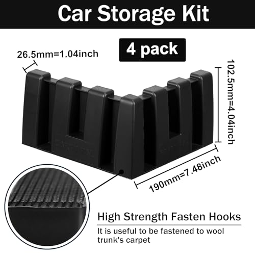 4 Pack Car Trunk Organizer Blocks for Back of SUV Multipurpose Car Storage Organizer Blocks Trunk Divider Available to Wool Carpet for Truck SUV Van Cargo