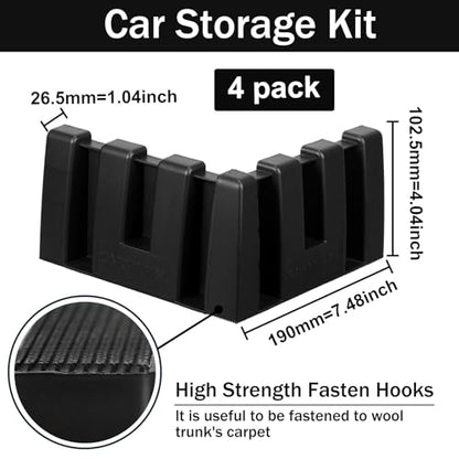 4 Pack Car Trunk Organizer Blocks for Back of SUV Multipurpose Car Storage Organizer Blocks Trunk Divider Available to Wool Carpet for Truck SUV Van Cargo