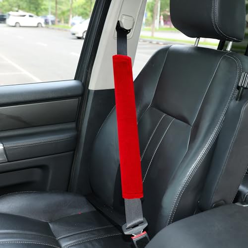 Soft Faux Fur Universal Fit Seatbelt Cover Car Truck SUV Airplane Seat Belt Shoulder Pad for Carmera Backpack Straps Neck Cushion Protector Extra Long 19.7in Red - color: Red, size: 19.7in 1pack