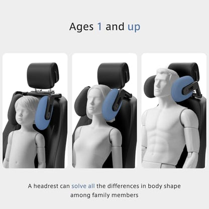 Car Headrest Pillow, 4-Way Adjustable Car Headrest,Thickened Memory Foam Road Pal Headrest, Neck Support Pillow, U- Shaped Design, Travel Car Sleeping,Suitable for Kids and Adults - color: Black