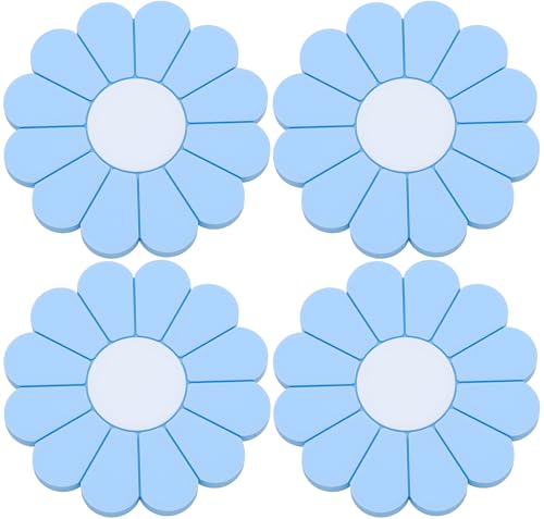 4-Pack Car Cup Holder Coaster Inserts, Daisy Shape, 2.75 Inch Non-Slip Silicone Cup Holder Insert, Universal Non-Slip Cup Holders, Car Accessories Interior for Women and Man (Light Blue) - color: Light Blue, size: 4 pcs