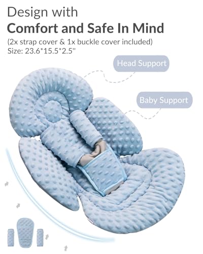 Generic Infant Insert Compatible with Mamaroo Swing & Graco Swing and Infant Car Seat, Newborn Insert Baby Head Body Support, Reversible Design, Breathable Soft Fabric, 1Pcs - Dots, Dark Blue - color: Dots, Dark Blue