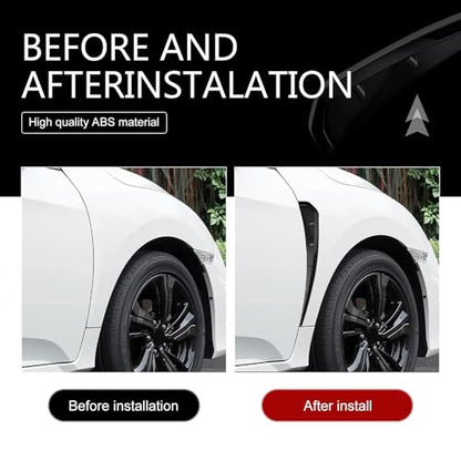 2PCS Car Fender Side Vents, ABS Air Wing Vent Trim Sticker, Fender Decoration Sticker, Styling Auto Air Flow Intake Hole Spoiler Decor Cover, Universal Auto Exterior Accessories
