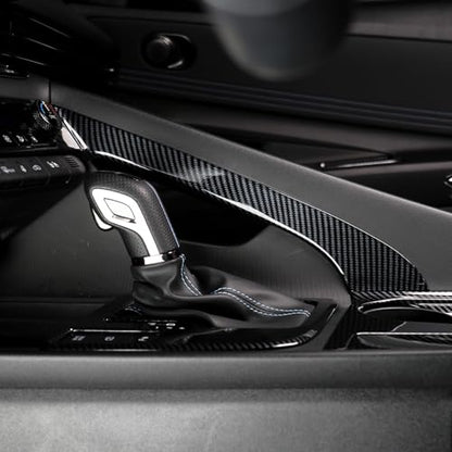 Center Console Handbrake Cover Trim Compatible with Hyundai Elantra 2021-2025 Accessories-Carbon Fiber Pattern(Electronic Brakes)