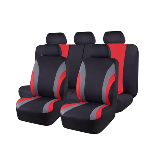 Car Seat Covers Full Set, Sports Breathable Mesh Vehicle Front ＆ Rear Seat Protectors, Automotive Interior Protection Accessories, Universal Fit (Red) - color: Red, size: 9PCS
