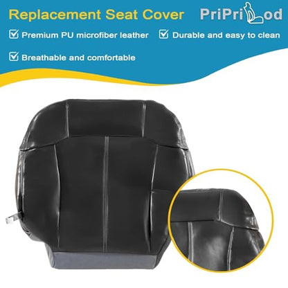 Priprilod #122 Dark Gray Leather Driver Side Bottom and Foam Cushion Replacement Seat Cover Compatible with Chevy Silverado Tahoe Suburban Avalanche GMC Sierra Yukon 1999 2000 2001 2002 - color: Dark Gray