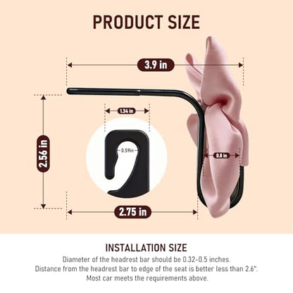 Car Seat Headrest Hook Bow Hooks for Car Bow Car Accessories 2 Pack Hanger Storage Organizer Universal for Handbag Purse Coat fit Universal Vehicle Car (Pink)