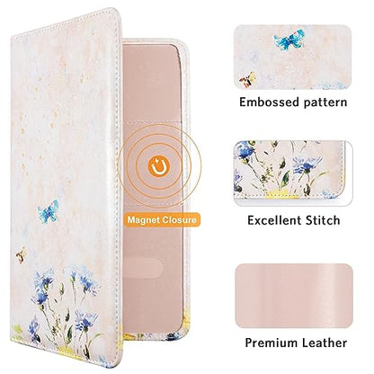 CoBak Car Registration and Insurance Holder - Vehicle Glove Box Car Organizer,Auto Truck Comparment Accessories Case with Magnetic Closure for Essential Document,Driver License,Cards - color: L-Oil Painting Pink