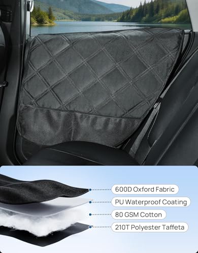 JOYTUTUS Dog Car Door Protector Compatible with Sedan/Family Car/Small SUV, Waterproof & Anti-Scratch Door Protector from Dog Scratching with Storage Pockets (2 Packs Universal Fit)
