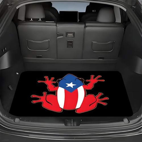 Universal Car Trunk Mat 29" x 39",Puerto Rican Flag Frog All Weather Trunk Protection Cargo Liner, Durable Cargo Mat Rear Trunk Liner, Stylish Vehicle Interior Accessories Suitable for Most Car Models - color: Flag Frog, size: 29" x 39"