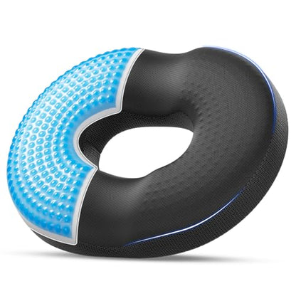 Donut Pillow Seat Cushion - Memory Foam Cooling Gel Lifting Cushion for Office & Home Chair, – Doctor Recommended Office Chair Cushion, Car Seat Cushion – Cushions for Back (Black)
