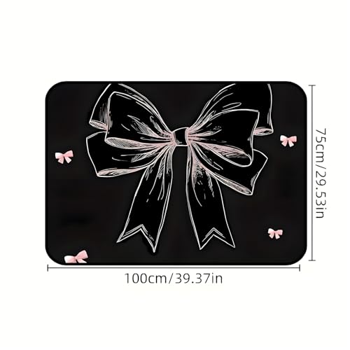 Universal Car Trunk Mat 29" x 39", Pink and Black Bow All Weather Trunk Protection Cargo Liner, Durable Cargo Mat Rear Trunk Liner, Stylish Vehicle Interior Accessories Suitable for Most Car Models - color: Pink Black Bow
