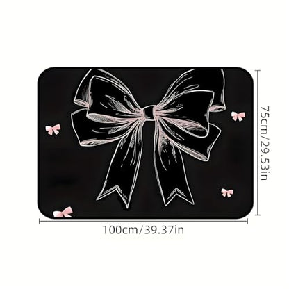 Universal Car Trunk Mat 29" x 39", Pink and Black Bow All Weather Trunk Protection Cargo Liner, Durable Cargo Mat Rear Trunk Liner, Stylish Vehicle Interior Accessories Suitable for Most Car Models - color: Pink Black Bow