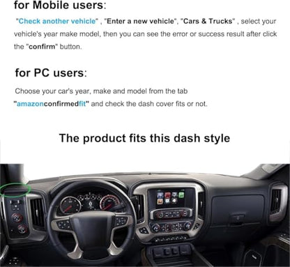 Dash Cover Mat Custom for 2014-2018 Chevy Chevrolet Silverado 1500/GMC Sierra 1500, 2015-2019 Chevy Silverado/GMC Sierra 2500HD 3500HD Dashboard Pad Carpet w/o Forward Collision Warning (Brown) - color: 14-18 Brown