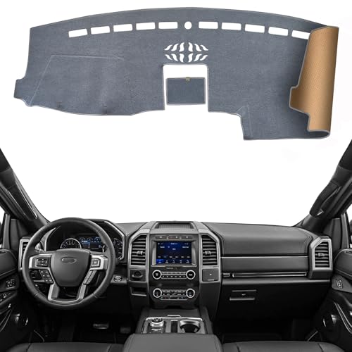 Dashboard Cover Dash Mat Fit for 2020-2015 Fo-rd F-150,2020-2018 Expedition (for W/Dash Center Speaker Models Only),Car Dash Board Mat Anti-Glare Carpet,Non-Slip Pad (Grey) - color: Gray, size: Fit 15-20 F-150 - (Gray)