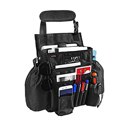 Car Front & Back Seat Organizer with Dedicated Tablet/Laptop Compartment, Passenger Seat File Storage with Cup Holder, Adjustable Backrest, and Padded Shoulder Strap