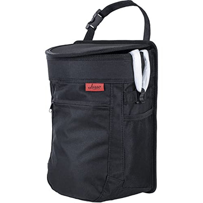 Lusso Gear Car Trash Can - 2.5-Gallon, Black, Round - Leak-Proof & Spill-Proof Lid & Waterproof Removable Liner - Hanging Car Trash Bin & Organizer for SUV, Truck & Minivan - color: 1-Pack Black, style: 2.5 Gal