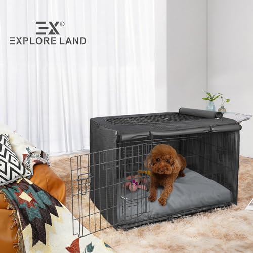 Explore Land Scratch Resistance Dog Bed Cover Canvas Washable Dog Crate Pad Replacement Cover, 40Lx27Wx4H inch, Charcoal - color: Deep Gray, size: 40”Lx27”Wx4”H