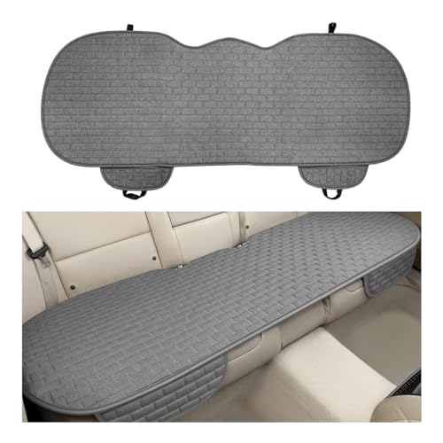 Back Car Seat Cover, Anti-Slip Breathable Linen Bottom Seat Protector Covers with Storage Pockets, Long Rear Seat Cushion Pad for Most Cars SUVs Truck Van (Gray) - color: Gray, size: Back