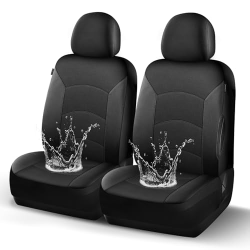 HChengkikz Car Seat Covers Front Seat, Waterproof Neoprene Seat Covers, Airbag Compatible, Universal Fit Most Sedans, SUVs, Trucks (Black)