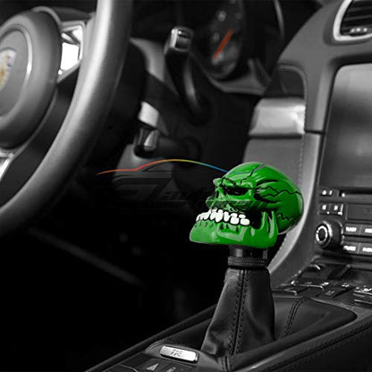 EZAUTO WRAP Green Universal Manual Wicked Skull Head Gear Stick Car Shift Knob Shifter Halloween - color: Green