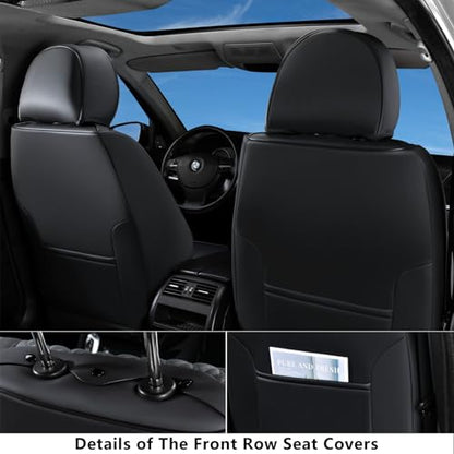 Coverado Seat Covers, Car Seat Covers Front Seats, Black Seat Cover, Waterproof Car Seat Cushion, Front Car Seat Covers Leatherette Car Seat Protector Universal Fit Most Cars - color: Air Backrest-Black, size: Front