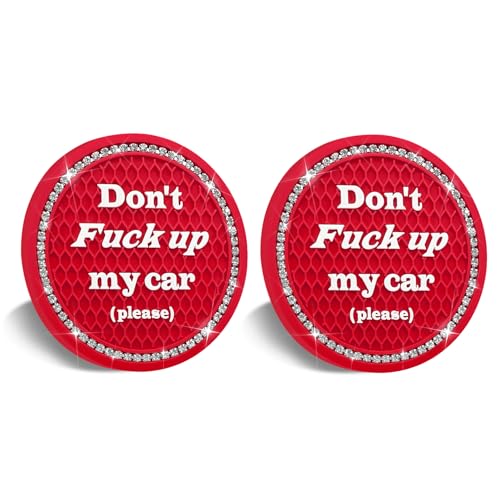 2PCS Bling Car Cup Holder Coaster, 2.75 Inch Anti-Slip Auto Insert Cup Coaster, Universal Interior Decor Accessories Crystal Car Drink Cup Mat Perfect for Women Girls (Red, 2PCS) - color: Red, size: 2PCS