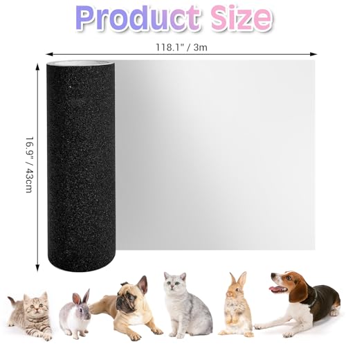 BNOSDM Self-Adhesive Dog Nail File Scratcher Emery Paper Cat Nail Scratch Board Replacement Sandpaper, Cuttable Pet Furniture Scratching Pad Protector for Door and Wall (17in*10ft, Black) - size: 17x118in-10ft