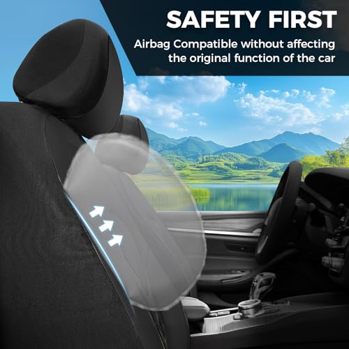 Car Seat Covers Front Seat, Universal Seat Cover 2 Seats, Automotive Seat Covers with Mesh Leather, Waterproof Car Seat Protector, Breathable Car Seat Cushion for Most Car SUV Truck, Black - color: Black, size: Frontpair