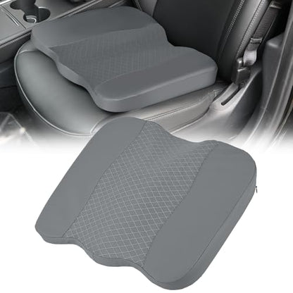 Nilight Car Seat Cushion Grey Leather Breathable Mesh Splicing Cushion Memory Foam Suitable for Daily Life Driving Relieves Sciatica and Tialbone Pain Improves Drive Visibility - color: Grey Leather