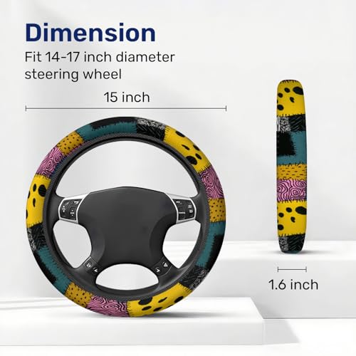 GENANY Nightmare Rag Doll Steering Wheel Cover, Non Slip Polyester Car Wheel Protector for Car SUV Truck, Universal 15 Inch - color: Drag Doll