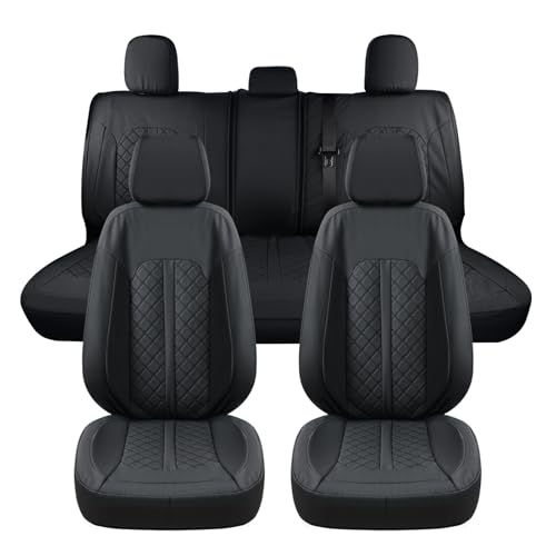 Truckiipa F150 Seat Covers Full Set Leather Waterproof Car Seat Cover Seat Protector Custom Fit for 2015-2026 Ford F150 SuperCrew, 2017-2026 F250 F350 F450 Super Duty Crew Cab, Full Set, Black - color: Black, size: Full Set