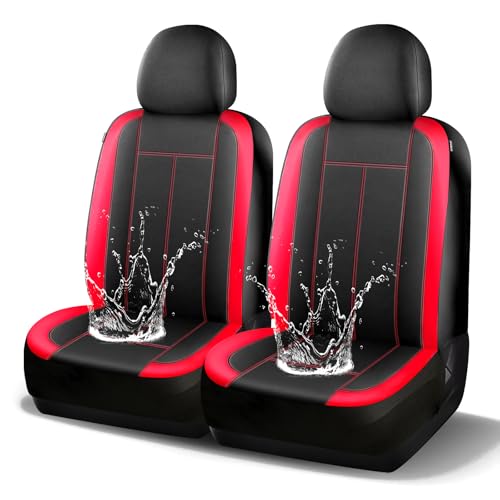 HChengkikz Car Seat Covers Front Seat, Waterproof Neoprene Car Seat Cover, Airbag Compatible,Universal Automotive Comfort for Most Cars, Trucks, SUVs (Black + Red) - color: N816 Black Red, size: Front Seat