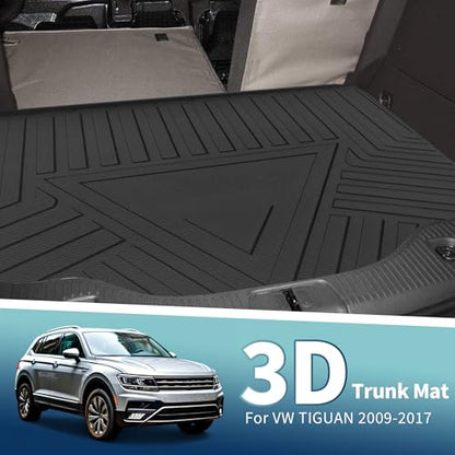 Flat Face Cargo Liner Rear Trunk Mat Trunk Cargo Luggage Boot Tray Mat Stripes and Triangles Pattern for Volkswagen Tiguan 2009-2017 Anti-Slip