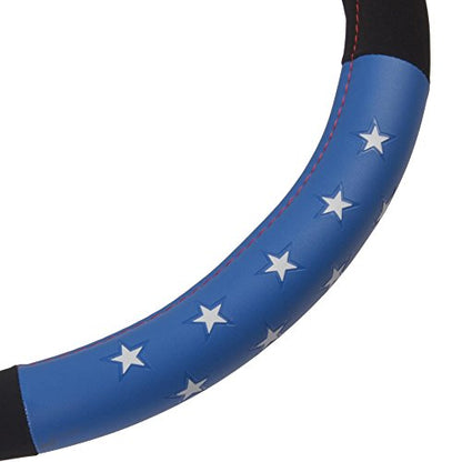 BDK Wonder Woman Steering Wheel Cover - Synthetic Leather - Stars & Gold Logo - Fits All Standard Size Wheel 15 Inch, Model Number: WBSW-1904 - style: Wonder Woman - Three tone