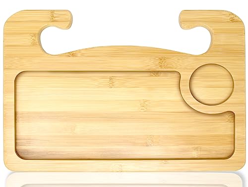EcoNour 2 in 1 Car Steering Wheel Desk | Lap Desk for Convenient Working | Bamboo Trays for Eating | Interior Accessories for Truck Drivers | Lightweight Wooden Tray with Easy Storage - size: Medium-Wood