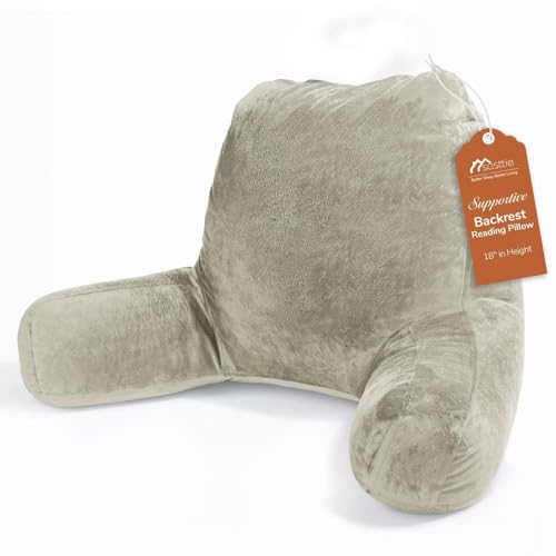 Sasttie Reading Pillow for Sitting in Bed Adult, Back Pillow for Bed Sitting Up, Backrest Back Support Chair Pillow, College Dorm Essentials for Girls and Boys, Linen Standard - color: Linen, size: Standard (18-Inch)