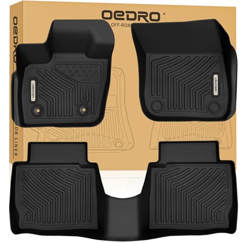 OEDRO Floor Mats Fit for 2017-2020 Ford Fusion/Lincoln MKZ, Black TPE All-Weather Guard, Front & 2nd Seat Liner Set (Include Hybrid Models)