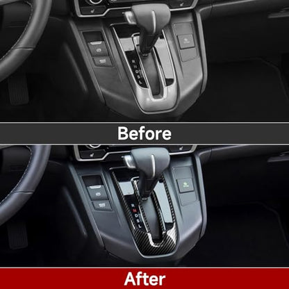Gas Center Gear Shift Panel Decals for Honda CRV 2017 2018 2019 2020 2021 2022 Accessories CR-V ABS Carbon Fiber Interior Stickers - color: Gas Center Gear Shift, Black