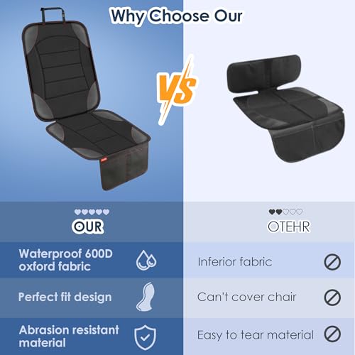 Car Seat Protector for Child Car Seat - Waterproof Non-Slip Leather Mat with 2 Mesh Pockets, Universal Seat Cover for Baby, Pets & Vehicles(2-Pack,Black) - color: 2 Pack Black